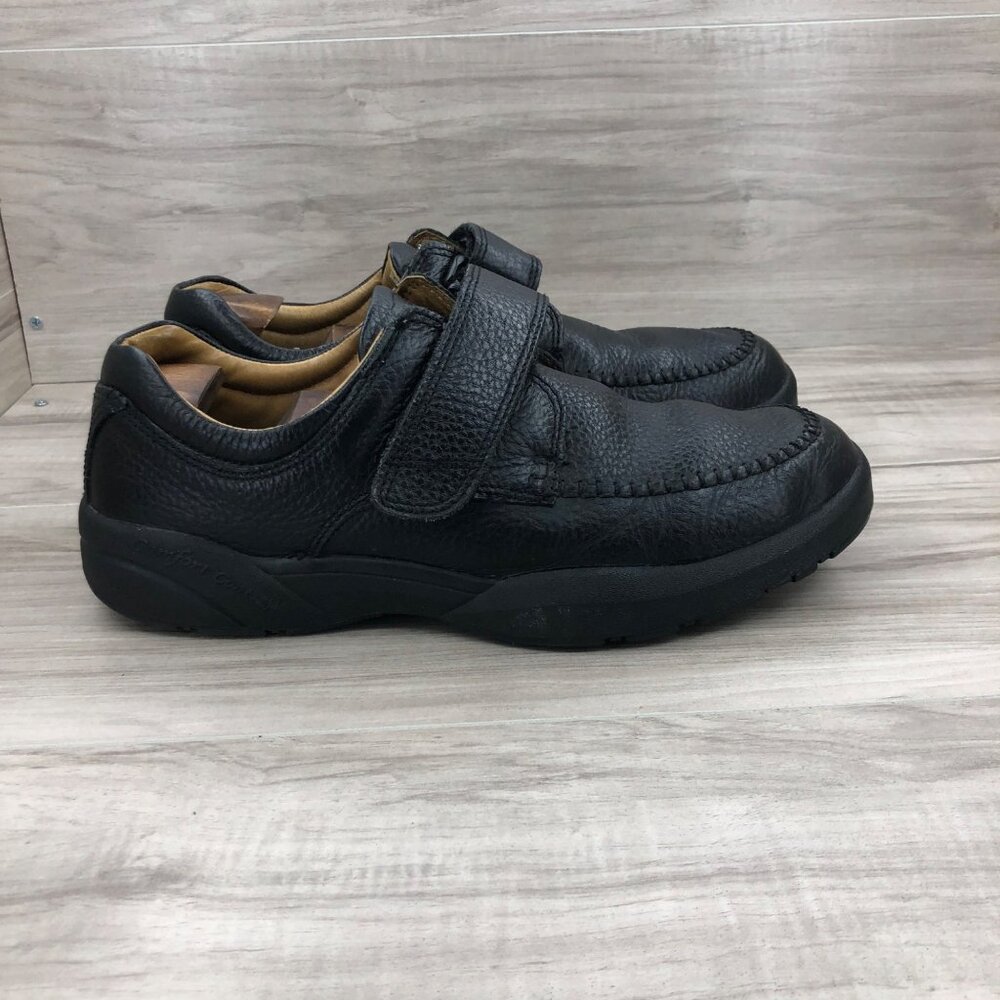 Dr. Comfort Shoes Men's 11 Scott Black Leather Hook and Loop Sneakers
